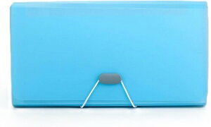 領収書ファイル 13ポケット 多収納アコーディオン式書類整理ケース 防水 防汚 耐久PP素材 通帳 パスポート レシート 封筒収納 区分けラベル付き 持ち運び便利 (ブルー)