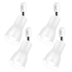 Pispoer ダクトレール用 レールライト ライティングバー用 ダクトレール照明 天井照明 間接照明 LED電球60W形付き E26 昼白色 ホワイト 角度調節 (4個セット)