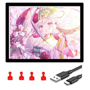 トレース台 A4 ライトボックス elice 電池給電 4×マグネット付き 五段階調光ライトテーブル 高輝度トレス台 目盛り付き イラスト/製図/書道/子供練習用/建築設計/写経/デッサンな適用