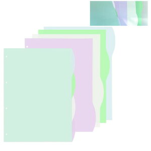 Coehaopike A4サイズ インデックス, 6穴, 4山2組8枚, PP製, 4色, 290x210mm, 見出し仕切カード, バインダー用 (4穴(29×21cm))