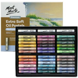 Mont Marte �X�[�p�[�\�t�g �I�C���p�X�e�� ���_�����39�_ ���R�F Extra Soft Oil Pastels 39pcs Nature colour �v���~�A��39�� �A�\�[�g�i�`�������J���[ �N�₩�ȃo�^�[�� �u�����h/�d�˒�/�V�F�[�f�B