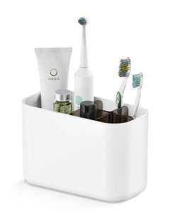 BEZOX歯磨き粉と歯ブラシホルダー壁掛けとテーブル置き、排水設計とコンサイスオーラルケアアイテムオーガナイザー - 中