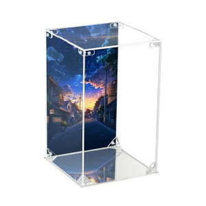 フィギュアケース UV印刷高精細プリント背景パネル HD 複数デザインから選択可能 アクリル製 コレクションケース 台座ミラー オリジナルデザインアニメ風 ミニチュア展示 収納 簡単組