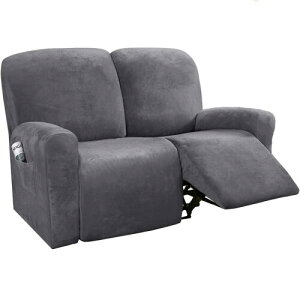 ストレッチ ベルベット リクライニングソファーカバー 2人掛け, 6-分割タイプ 付 サイドポケッ 電動 リクライニングチェア ソファーカバー 滑り止め ソファーカバー に適用する 子 ペッ