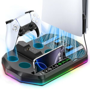 �V�^ PS5 �c�u�� ��p �X�^���h PS5 Pro/PS5 Slim/PS5�Ή� 3�i�K���������\ �R���g���[���[�[�d �u�������[�d�\ ���@�\���[ ���M�΍� LED�w�������v�t RGB���C�g�t �v���X�e5 �X���� ���Ӌ@��
