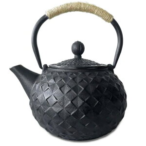 HwaGui 南部鉄器 鉄瓶 鉄器 ?? 急須 おしゃれ ih 鉄やかん 鉄分補給 鉄びん 散茶泡だて器 1000ml (ダイヤ)