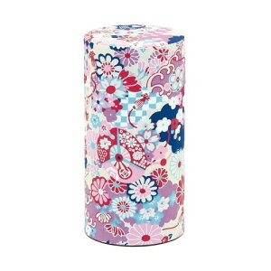 野口熊太郎茶園 茶筒 茶缶 大容量 200g 和紙貼 中蓋付き 大正友禅こもん 日本製 おしゃれ