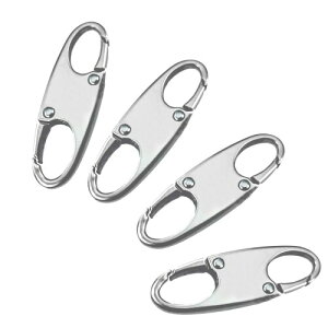 ジッパークリップ盗難防止デバイス、ダブルオープニングジッパー交換スライダー、取り外し可能なジッパーコネクタジッパーロックシルバー4PCS