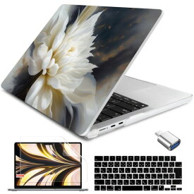 Batianda MacBook Air 13.6 M2 2022 用 ケース カバー マックブック エアー 13インチ ハードケース Air13.6 Retina A2681 Touch ID キーボード カバー & USB-C OTG アダプター，清らかな花