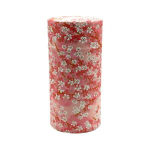 野口熊太郎茶園 茶筒 茶缶 大容量 200g 友禅和紙貼 中蓋付き 桜 ピンク 日本製 おしゃれ