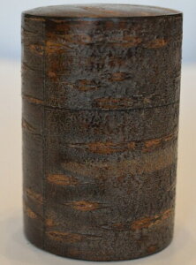 藤木伝四郎商店 総皮茶筒(大)霜降皮 30291 直径8.3cm、高さ12cm