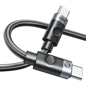 ORICO USB TYPE C ケーブル 240W USBC USBC ケーブル 充電ケーブル タイプC 48V 5A 急速充電 編組ナイロン タイプC ケーブル 収納ベルト付き MacBook Pro、iPad Pro、Samsung、Pixel ect などに対応 (2m, ブラッ