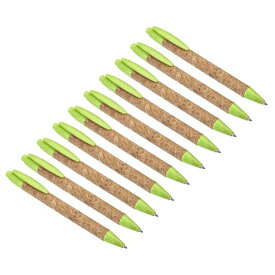 PATIKIL 小麦ストローペン 黒インク コルク リサイクル ミディアムポイント ボールペン グリップ付き事務用品 緑 20個