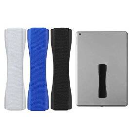 kwmobile 3x フィンガーホルダー 対応: ipad Samsung Huawei など - 片手 ゴムバンド Tablet PC - 操作 バンド グリップ 黒色/紺色/シルバー