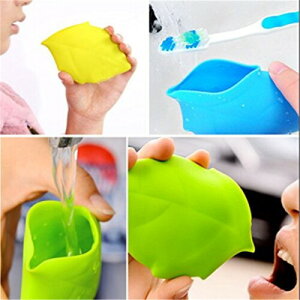 旅行歯ブラシホルダー/カバー/キャップ浴室タンブラーのためのリーフシリコンカップポケットウォーターカップ MTKHOME (ピンク)