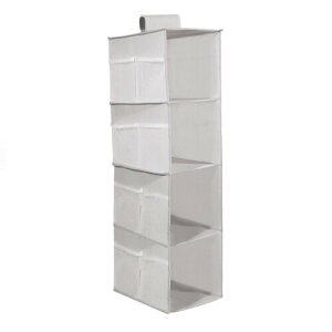 YFFSFDC 吊り下げ収納 クローゼット クローゼット 収納 吊り下げ 衣類ラック つりさげ 収納 帽子 服 下着 靴下 収納 バッグハンガー 水洗い可能 防湿防カビ 取り付け簡単 (グレー, 4段)