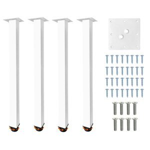 QLLY 四角テーブル脚、正方形デスクレッグ、机高さ調整可能、diy家具脚、スクエア椅子脚、ソファ足、ちゃぶ台、4本セット、70CM、ホワイト(白)