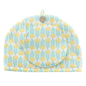 おしゃれ 北欧風 ティーコジー ティーポットカバー グリーン系 スプリングデー 匠の技 河島幸子・彰子共作 日本製 綿100%