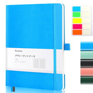 Rosmaxノート A4 ラージサイズ (横21cm×縦28cm) クラシック ノートブック 横罫 ソフトカバー,旅行日? ビジネス オフィス 勉強用 -ブルー