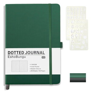 バレットジャーナル専用ノート A5 クラシック ドット方眼 ハードカバー(192ページ/100g上質紙/14.5×21cm)ビジネス手帳 勉強 ノート術 -グリーン