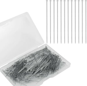 虫ピン 26mm×0.6mm 304ステンレス製 極細平頭画鋲 細ピン 裁縫手芸オフィス DIY クラフト 建築模型用 接続金具 副資材 ピアスブレスレットネックレス用 収納ボックス付き (100本入り)
