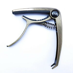 ギターカポ、スプリング式、ウクレレ用、アコースティック・エレキギター用 (9番ブロンズ青色金属製)