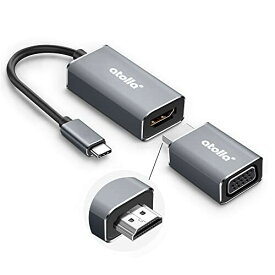 atolla USB Type C HDMI VGA 変換アダプタ 3つの接続方法USB C HDMI VGA変換ケーブル Chromebook/Macbook Air/Dell XPS/Surfaceなどのデバイスに対応