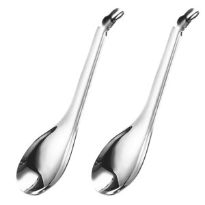 2pcs304ステンレスアイデア洋食スプーン多機能くり抜き果実料理スプーン調理食器キッチン用品 (304素材 無塗装スプーン 2個セット)