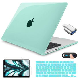 CISSOOK MacBook Air 13.6 2024 M3 カバー 新型 光沢仕様 グリーン ケース A2681 M2 /A3113 M3 Chip 対応 macbook air a3113 m3 a2681 m2 緑 ケース マックブック エアー 日本語JIS配列キーボードカバー付き (5in1)