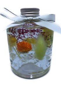 C.R ハーバリウム ブリザードフラワー 花 プレゼント ギフト 母の日 メッセージカード付き 光る LED LEDライト付き 赤 黄色 グラデーション (黄色)