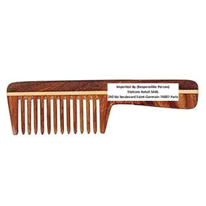 SVATV HANDCRAFTED NEEMWOOD COMB FOR DETANGLING HAIR FOR THICK, CURLY AND WAVY HAIR, NON-STATIC AND ECO-FRIENDLY WITH WIDE TOOTH FOR GROOMING HAIR COMB - (N-81)