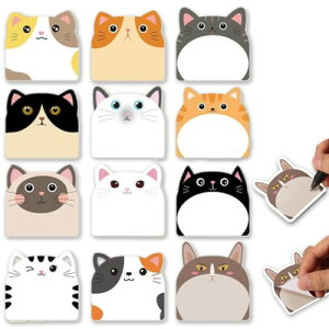 付箋 猫 可愛い メッセージ メモ カード シール 色紙 360枚 Abon Abon (猫 12種類)