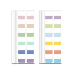 Mikankawa インデックス 付箋シール ポストイット フィルム 書ける はがせる 強粘着 6色60枚 文房具 見出し カタログ メモ コメント ノート (セットA, Middle-25x31mm)