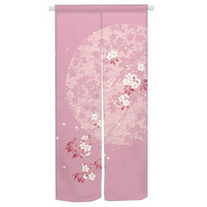 Qinunipoto 暖簾 桜の花 花柄 和風 波柄 のれん シンプル風 幅85cm丈170cm インテリア 出入り口 目隠し おしゃれ すだれ 遮光 部屋 間仕切りカーテン 門カーテン ポリエステル製 オーダー可 簡