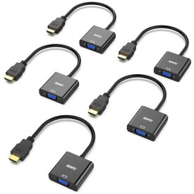 BENFEI 5個 HDMI-VGA(D-SUB)アダプター (オスからメス、逆方向に非対応) 1080pフルHD HDMI to VGAアダプタ コンピューター、デスクトップ、ノートパソコン、PC、モニター、プロジェクター、HDTV、Chro