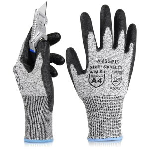 (DONFRI) 軍手 耐切創手袋 防刃 防刃手袋 作業用 手袋 滑り止め 切れない 防災 PUコーティング レベル5の耐切断性 (1, S)