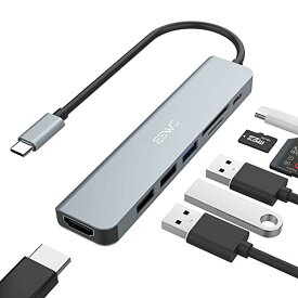 USB C ハブ アダプタ 7-in-1 JESWO USB ハブ Type-CタイプC ハブ Thunderbolt 3対応 MacBook Pro/Air、ipad Pro、Chrome Book、Dell、Huawei、Surface GoなどUSB C デバイス対応