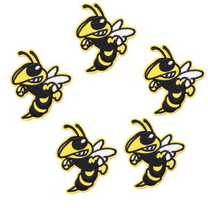Harsgs Hornet Angry Bee Patches, Embroidered Iron On/Sew On Patches, Cute Applique Patches for Clothing, Jackets, Hats, Backpacks, Jeans (Pack of 5)