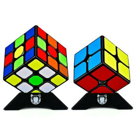 公式版 マジックキューブ 競技用キューブ 魔方 プロ向け 回転スムーズ 安定感 知育玩具 Magic Cube ステッカー版 (2個セットブラック)