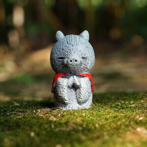 ReemeHi 動物お地蔵さんセット癒し可愛い小型置物祈りお地蔵様おじぞうさま守り神みかげ石 幸せ願い縁の良いおきもお かわいい御影石 神仏像 (豚)