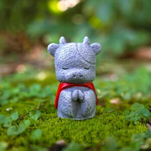 ReemeHi 動物お地蔵さんセット癒し可愛い小型置物祈りお地蔵様おじぞうさま守り神みかげ石 幸せ願い縁の良いおきもお かわいい御影石 神仏像 (牛)