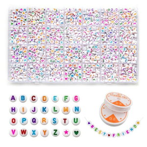 Dorasu �A���t�@�x�b�g�r�[�Y ��1400�Z�b�g �r�[�Y �A�N�Z�T���[ �J���t�� A-Z �����r�[�Y ���ƃn�[�g �ی^ 7x4mm DIY�p ����A�N�Z�T�� ���R�ɑg�ݍ� ���O�u���X���b�g/�����i/�y���_���g