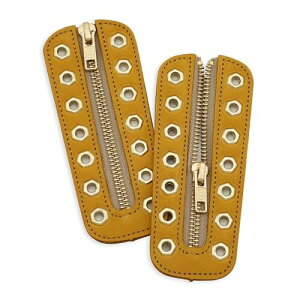 (Soletec) ソレテック 本革製 手作り7穴付きジッパープレート すべてのブランド用 安全靴 作業靴 革靴 ZIP-173537-YHY(等間隔, イェロー x ゴールデンアイレット)