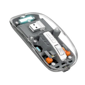 M133 透明マウス Bluetooth 5.1 2.4GHz USBワイヤレスマウス 3モード接続 ライト付き 静音 超薄型 無線 充電式 5ボタン iOS/Macbook/Androidタブレット/Windows/Microsoft Surfaceに対応 (スペースグレイ)