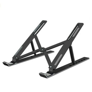 PC�X�^���h �A���~������ �p�\�R���X�^���h ���b�v�g�b�v�X�^���h Laptop Stand, Aluminum Portable Folding Computer Holder, 6-Level Height, Silver, Black (�u���b�N)