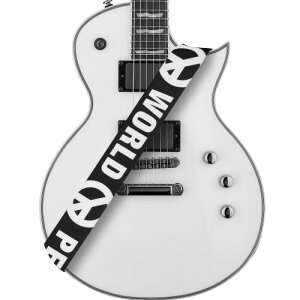 (Amumu) World Peace Guitar Strap adjustable for Acoustic, Electric, Bass Guitars with 3 pick holders - Black