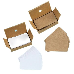 レトロ風カード 両面書き込み可能 紙素材 学習 仕事 メモ メッセージカード DIY ギフトデコレーション スクラップブッキング 白100pcs+牛皮色100pcsで