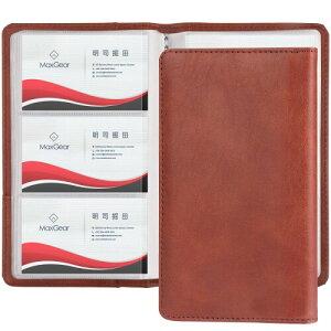 (MaxGear) 名刺ホルダー 名刺ファイル 大容量 240枚収納 PUレザー 名刺帳 名刺管理・整理に便利 名刺入れ ビジネス用 分類管理 名刺フォルダー おしゃれ シンプル 男女兼用 ブラウン