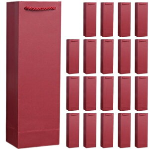 Chicer ワインバッグ 紙袋 ギフト用 ワイン 袋 おしゃれ (ワインレッド, シングル20枚)