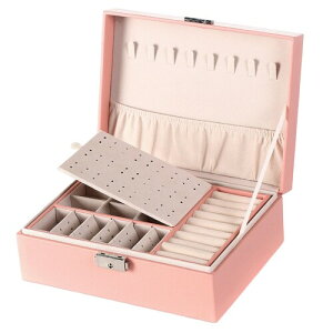 PRETOLE ジュエリーボックス アクセサリー収納ケース 女性 PUレザー おしゃれ 大容量 2層 宝石箱 鍵付き 着脱式の仕切り付き 持ち運び 小物入れ ピアス ネックレス 指輪 イヤリング 母の日